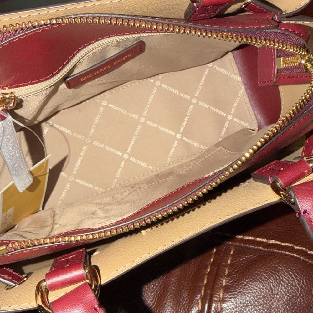 SOLD NEW Michael Kors Reed Dark Cherry Leather Small Belted Crossbody Bag - Picture 15 of 15
